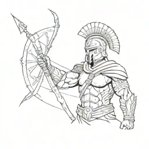 Spartan Warrior Holding A Spear