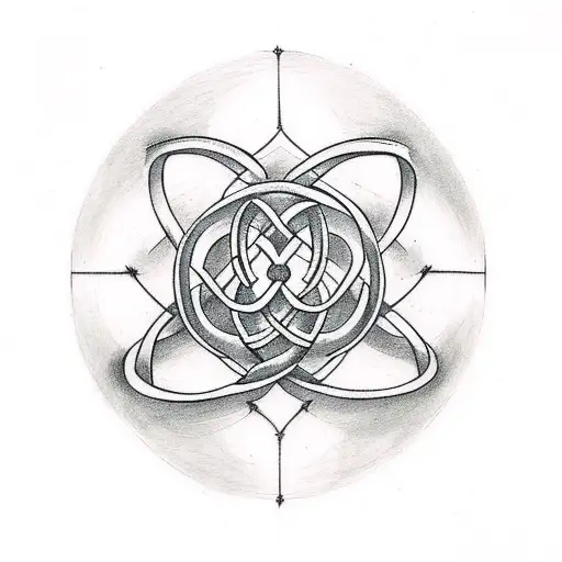 Sternum Tattoo Incorporating Celtic Mother Knot And Lotus