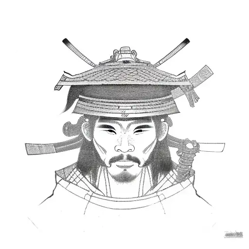 Samurai With Samurai Hat Silhouette