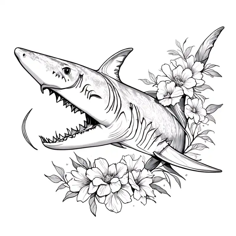 Floral Shark Fine Line