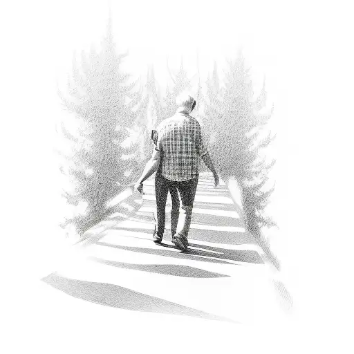 One Line Tattoo Granparents Walking