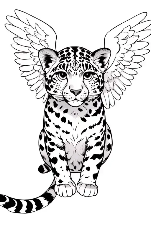 Baby Angel Snow Leopard With Wings Spread Wide