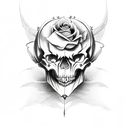 Demon Skull With Roses