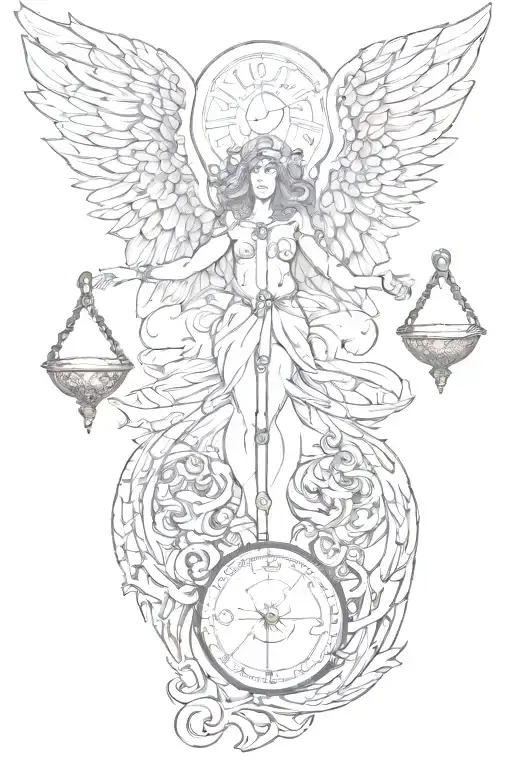 Scales Representing An Angel And A Demon