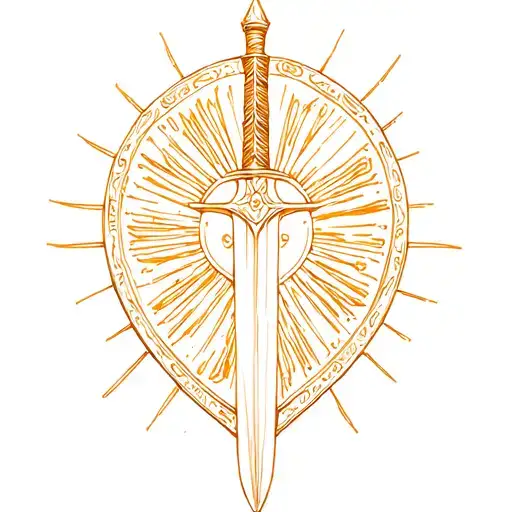 Sword In Shield With Sun Shine
