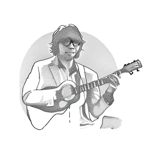 A Silhouette Of John Denver Playing A Guitar Against A California Sunset