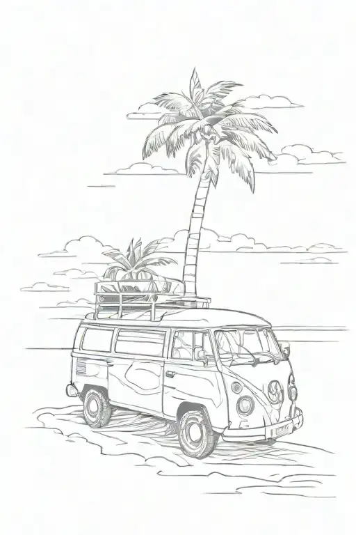 Van Parked Near Beach Sunset