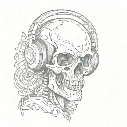 Skull Wearing Headphones