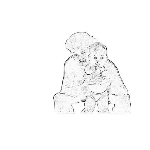 A Man And A Baby In The Water