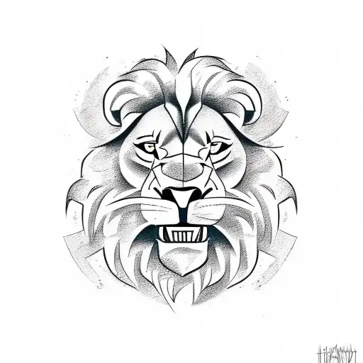 Illustrate A Sketch-style Tattoo Of A Lion Holding A Football In Its Mouth