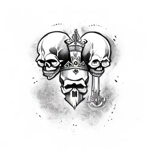 Skull Head King And Queen Incorporated With Ace Of Spades With Good Vs Evil Background