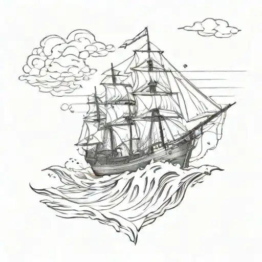 A Ship In The Ocean Background