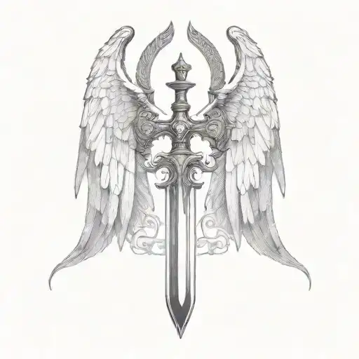 St Michael Sword One Angel Wing
