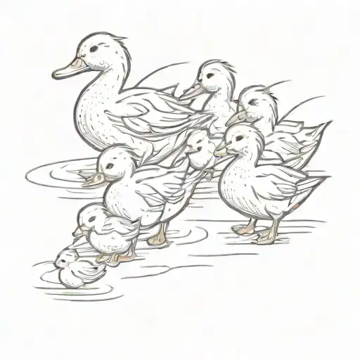 Make Way For Ducklings Following Their Mother