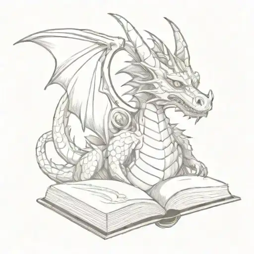 Dragon With Headphones And A Book Open