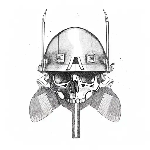 A Skull Wearing A Military Helmet And Holding A Rifle