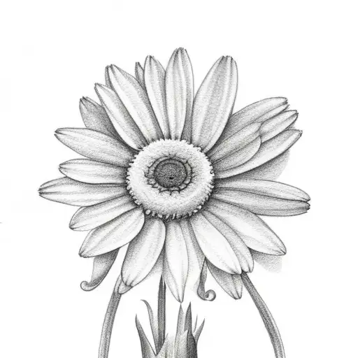 Cute Hippo Sitting Next To A Daisy Flower