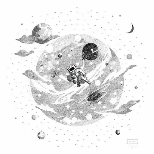 Astronaut Floating Among Anime-inspired Planets And Constellations