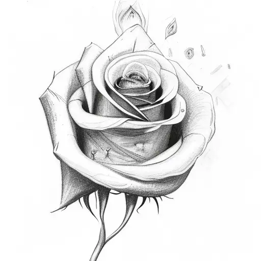 1 Heart Broken Into Two Peices Each Individual Peice With A Rose Growing Out Of It