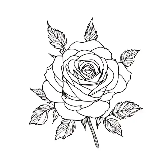 Rose Name In Cursive With A Rose Going Through