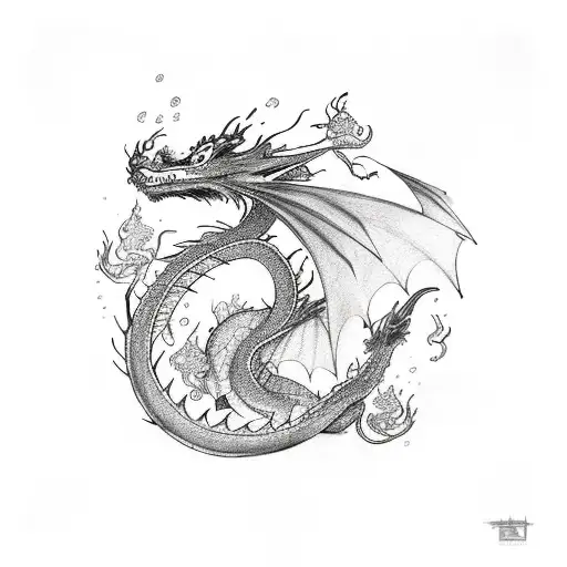 A Dragon Emerging From The Depths Of The Sea Surrounded By Underwater Flora And Fauna