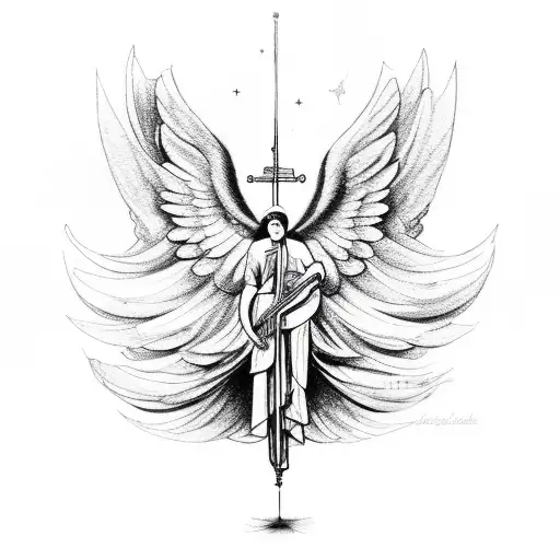 A Celestial Angel Playing A Musical Instrument