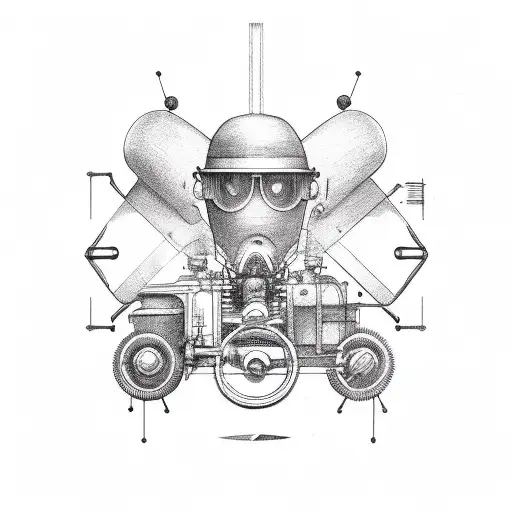 Vintage Car Sketch With Mechanical Elements