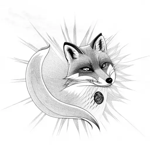 Japanese Fox With A Sun