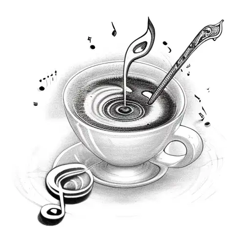 A Coffee Cup With Musical Notes Pouring Out As Steam
