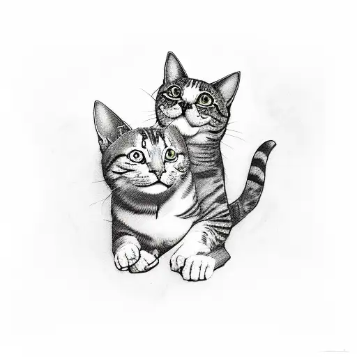 A Tattoo Of A Cat And A Dog Playing Video Games Together