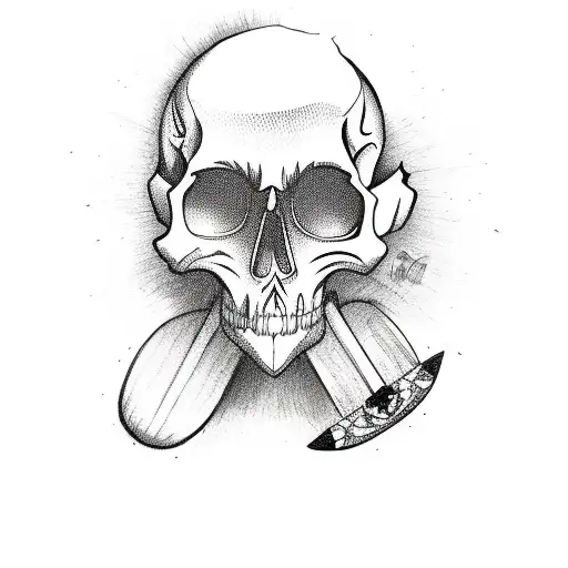 Mexican Skull Skate Surfer