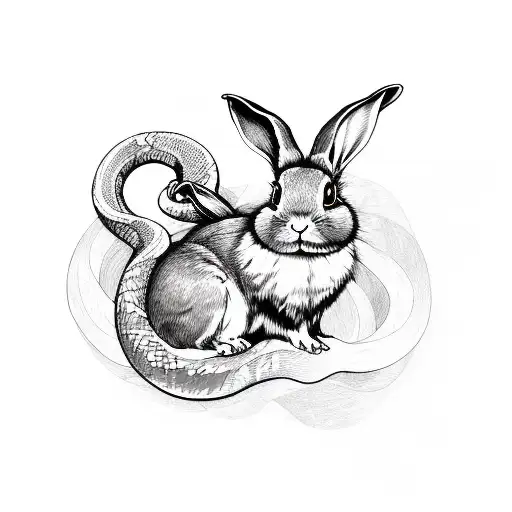 Mystical Rabbit With Wings And Snake Around The Neck