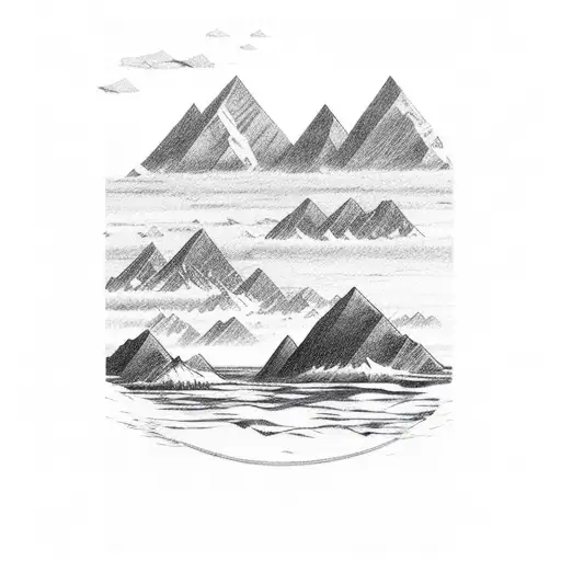 Composs With Mountains And Ocean