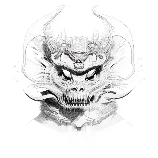 Sketch A Portrait Of Set Abominae With Intricate Linework