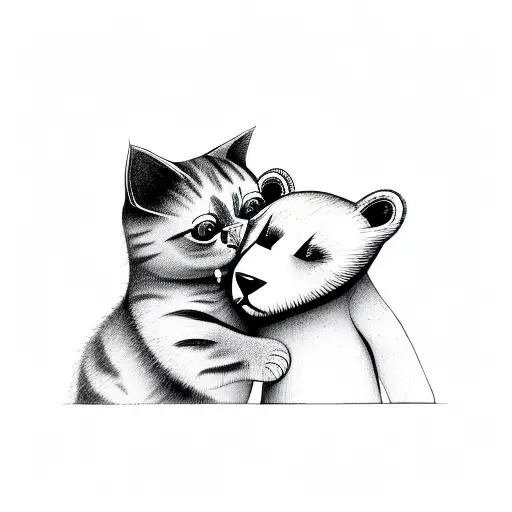 Cat And Bear In Love