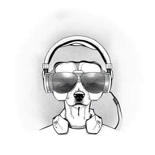 A Dog Wearing Headphones And Sunglasses