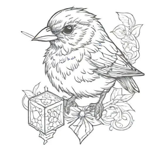 A Finch Wearing A Top Hot And A Bowtie Holding A D20 Dice