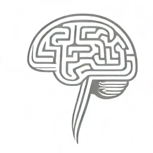 A Simple Minimalist Line Drawing Of A Brain As An Elaborate Maze