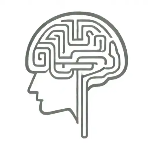 A Simple Minimalist Line Drawing Of A Brain As An Elaborate Maze With Offshoots