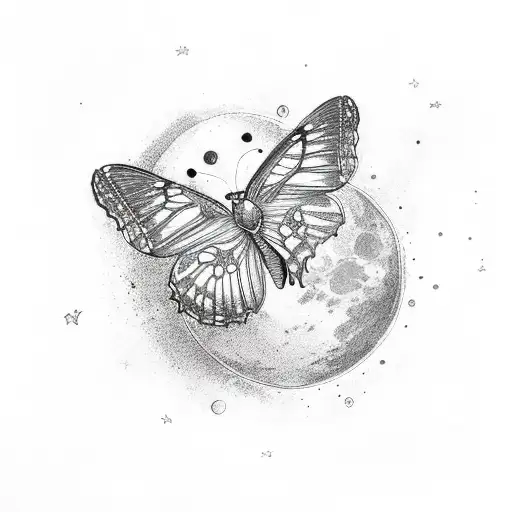 Butterfly Moon Starry Night