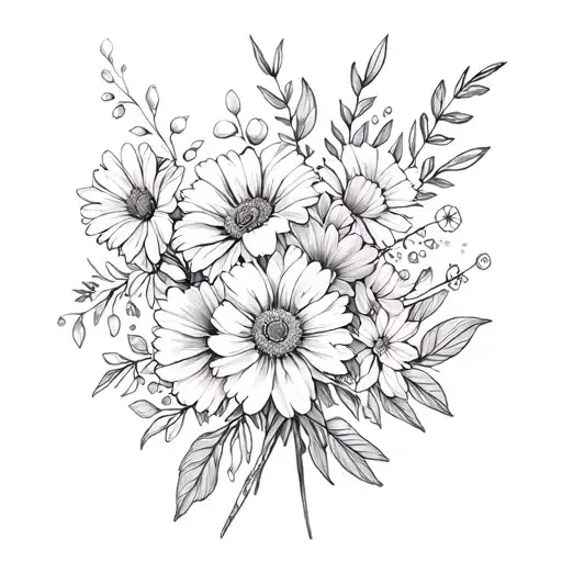 July August November Birth Flower Bouquet