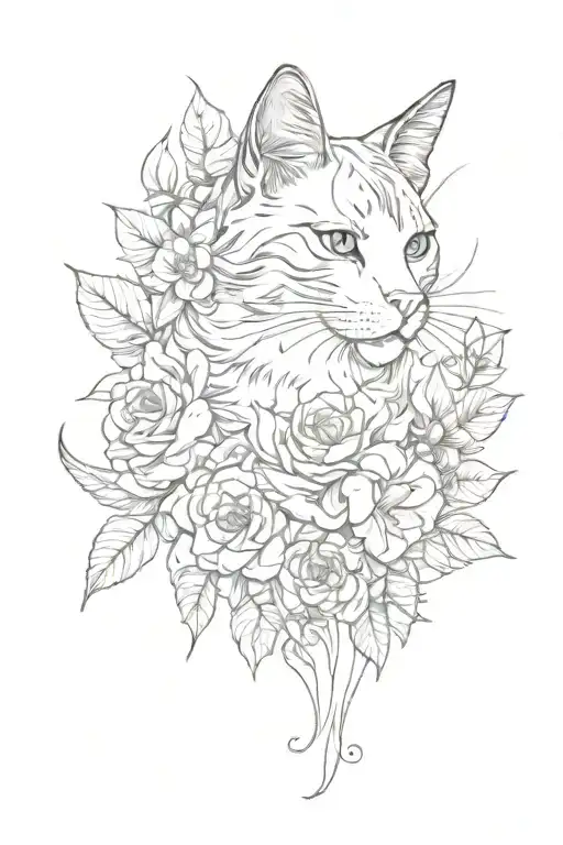 Cat And Floral