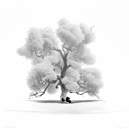 A Dead Tree With A Little Boy On A Swing