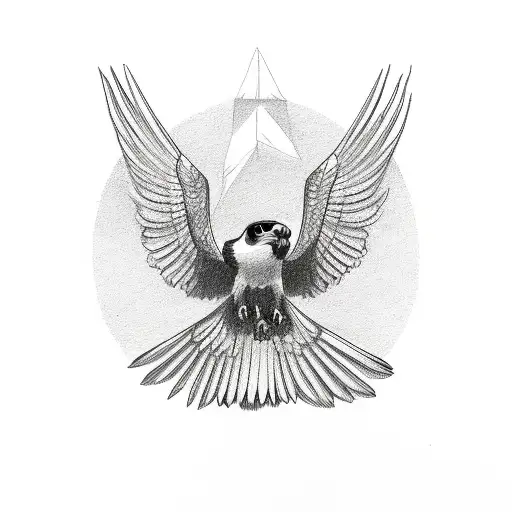 Simple Falcon Outline Drawn With The Letters Of The Word Trust