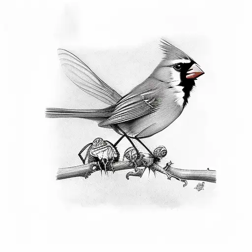 Cardinal And Dragonfly