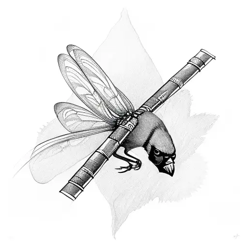 Cardinal And Dragonfly