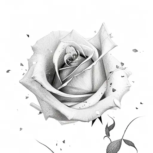 Ink Lines With Rose Petals