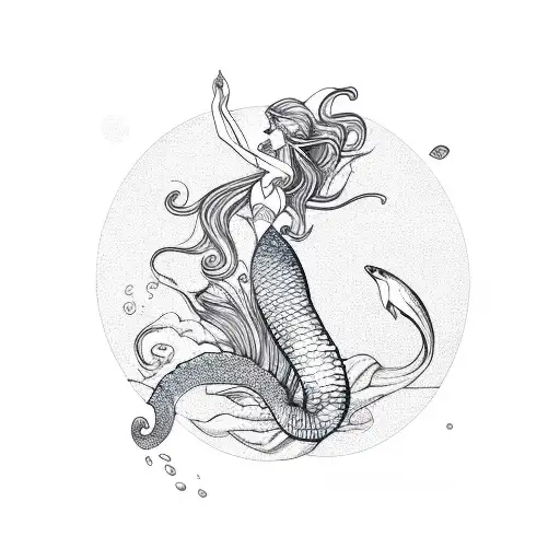 A Mermaid With A Seahorse