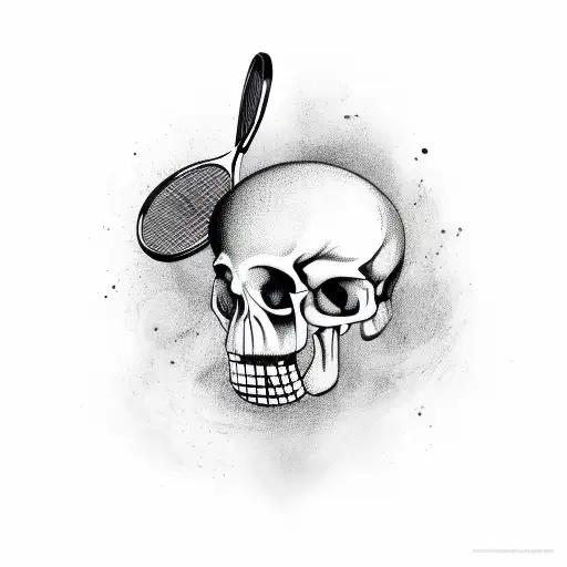 Tennis Racket Hitting Skull Tennisball