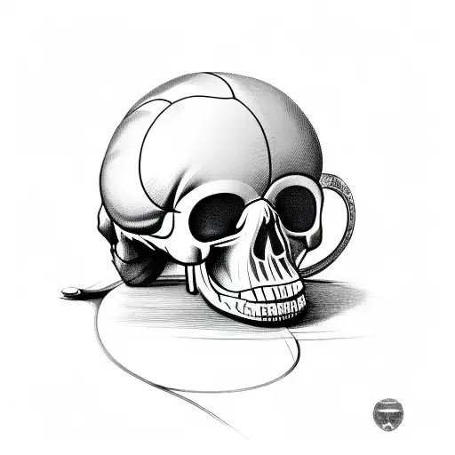 Tennis Racket Hitting Skull Tennisball